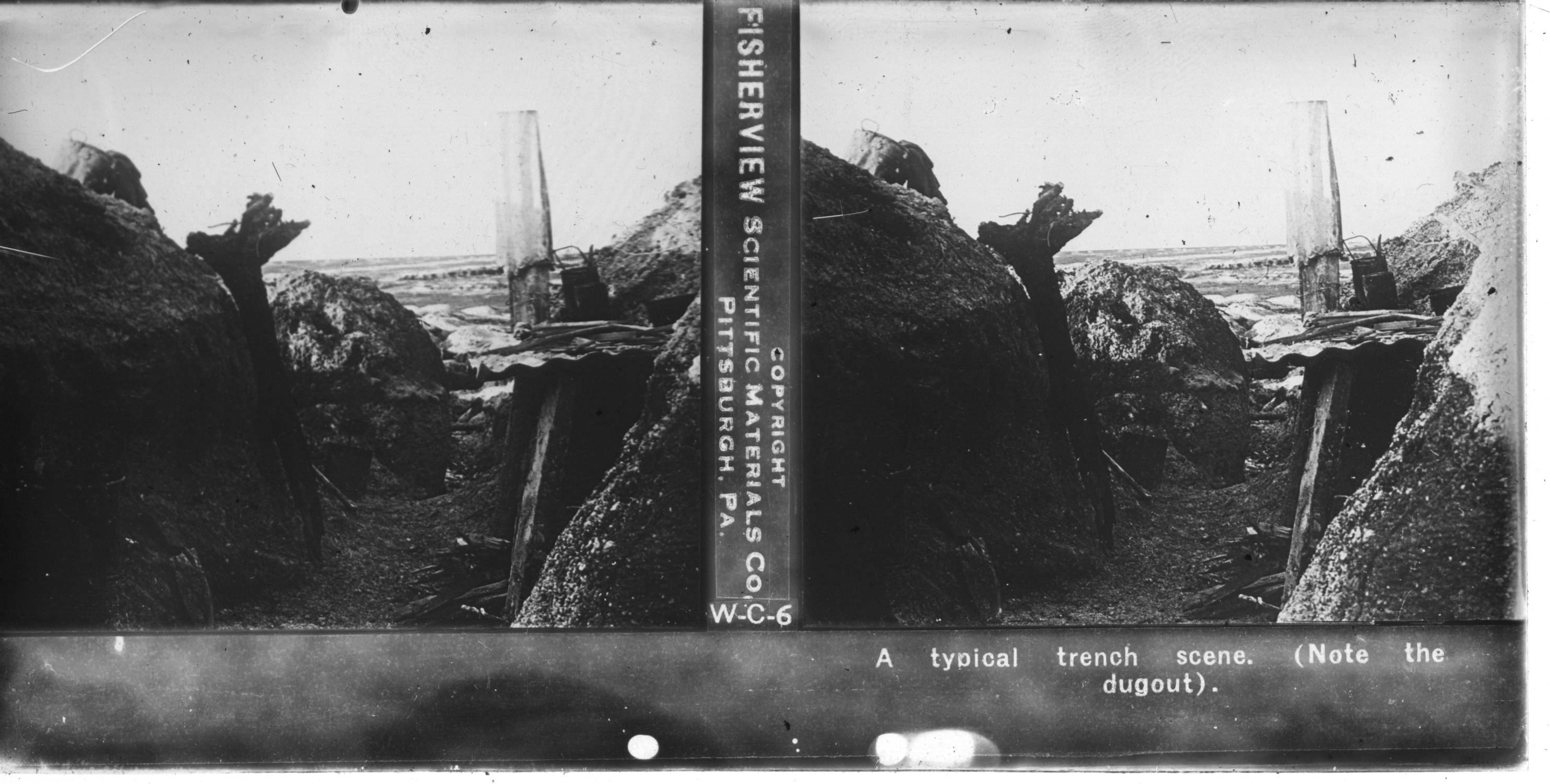A typical trench scene. (Note the dugout)