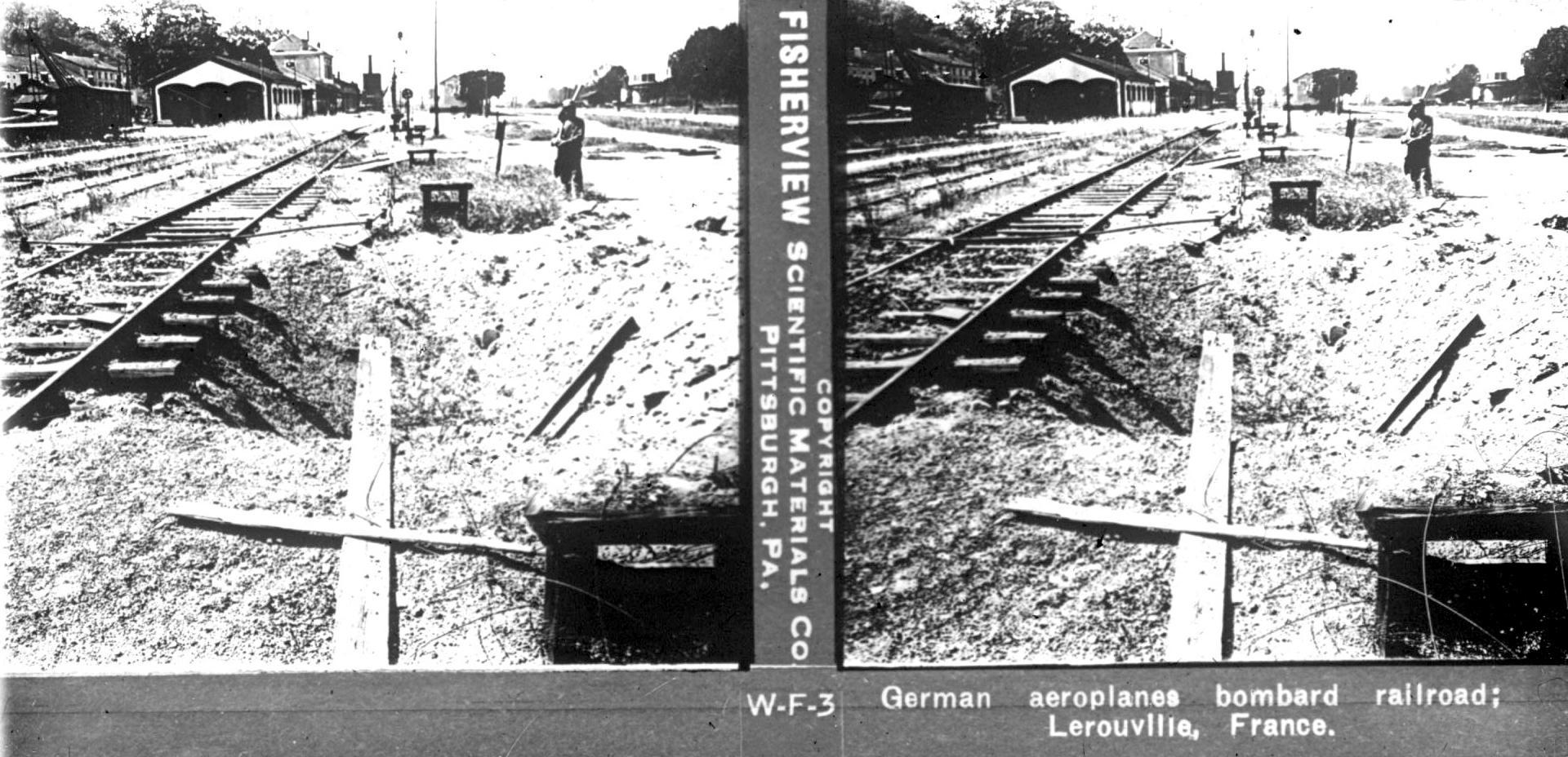 German aeroplanes bombard railroad; Lerouville, France