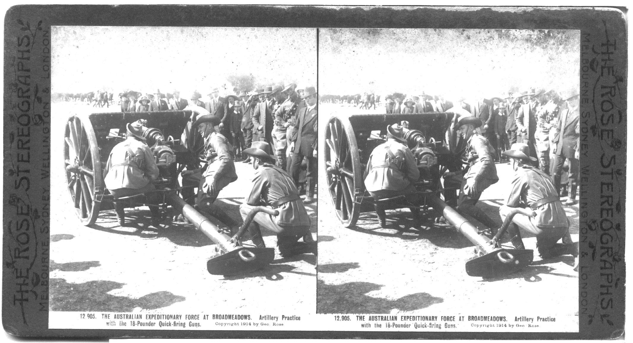 THE AUSTRALIAN EXPEDITIONARY FORCE AT BROADMEADOWS. Artillery Practice with the 16-Pounder Quick-firing Guns.