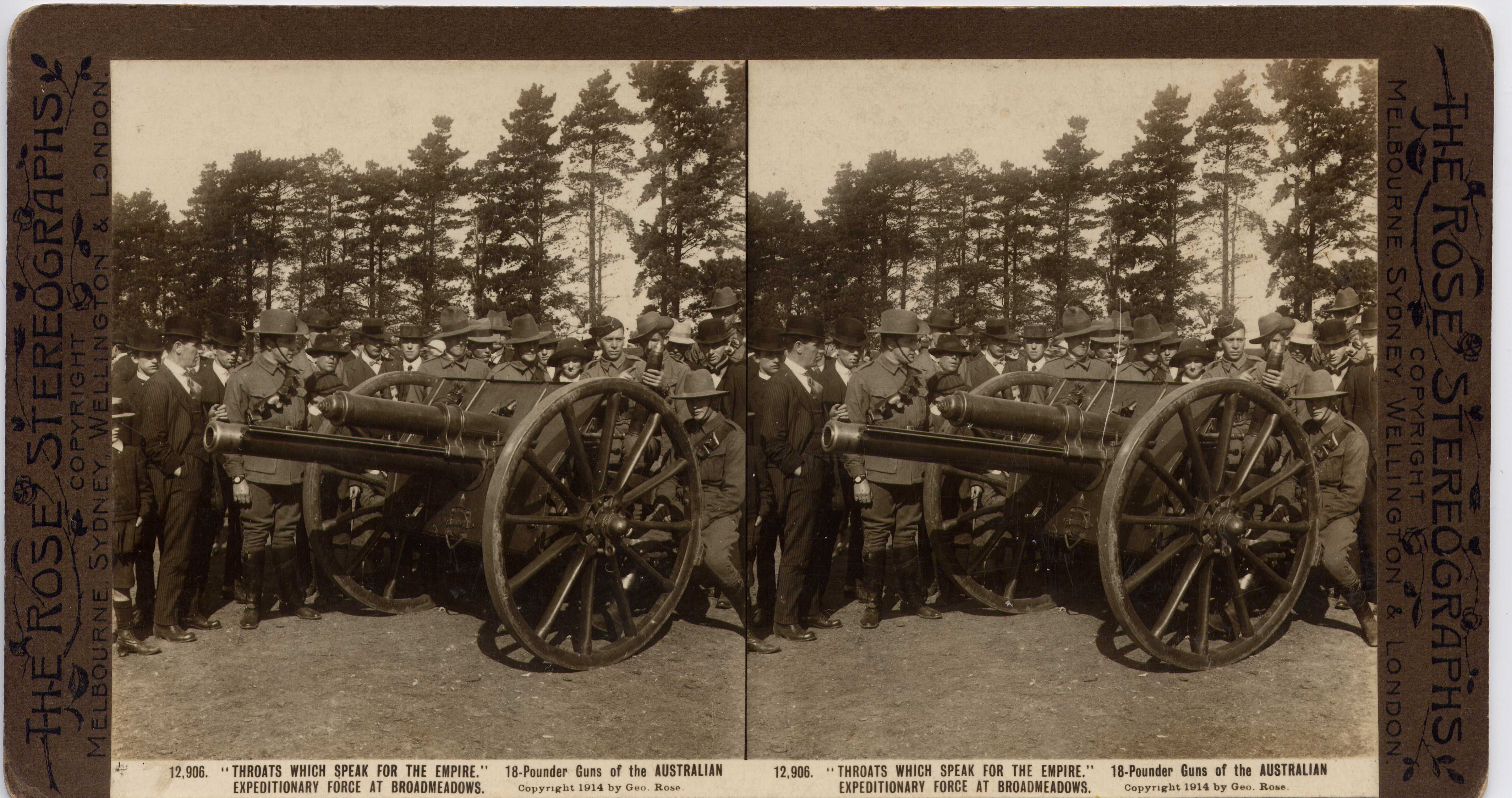 ”THROATS WHICH SPEAK FOR THE EMPIRE.” 18-Pounder Guns of the Australian Expeditionary Force at Broadmeadows.