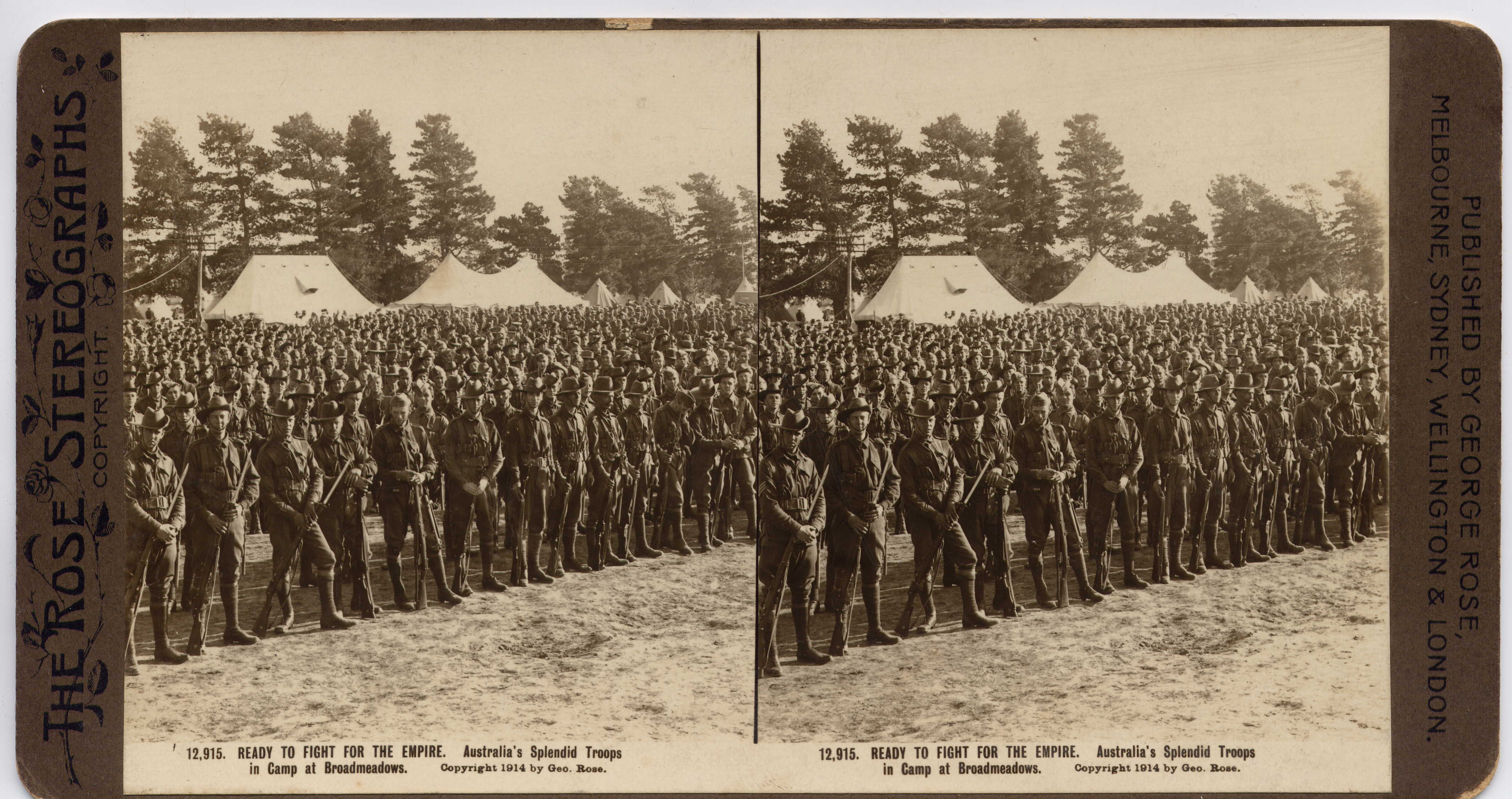 READY TO FIGHT FOR THE EMPIRE. Australia’s Splendid Troops in Camp at Broadmeadows.