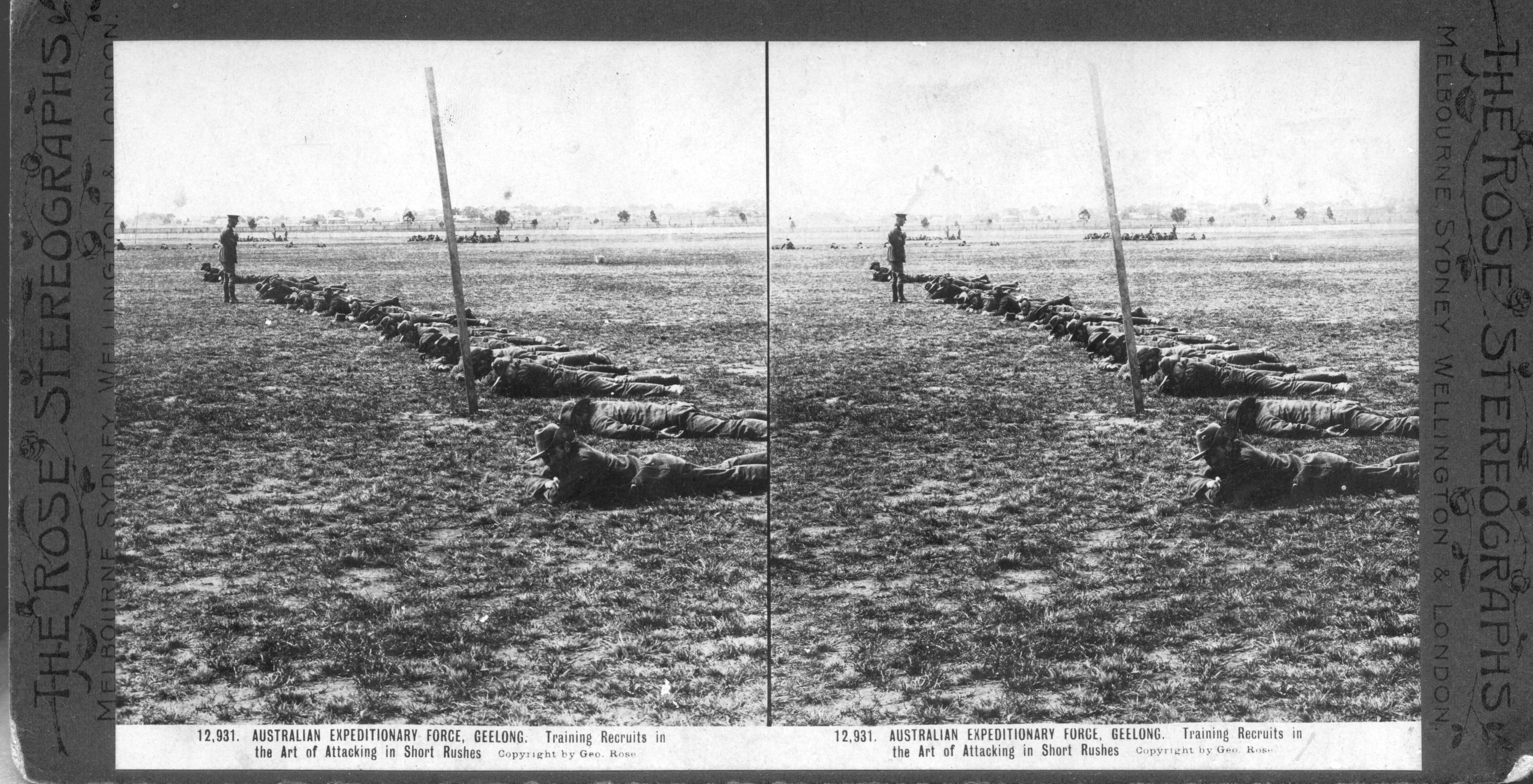 AUSTRALIAN EXPEDITIONARY FORCE, GEELONG. Training Recruits in the Art of Attacking in Short Rushes.