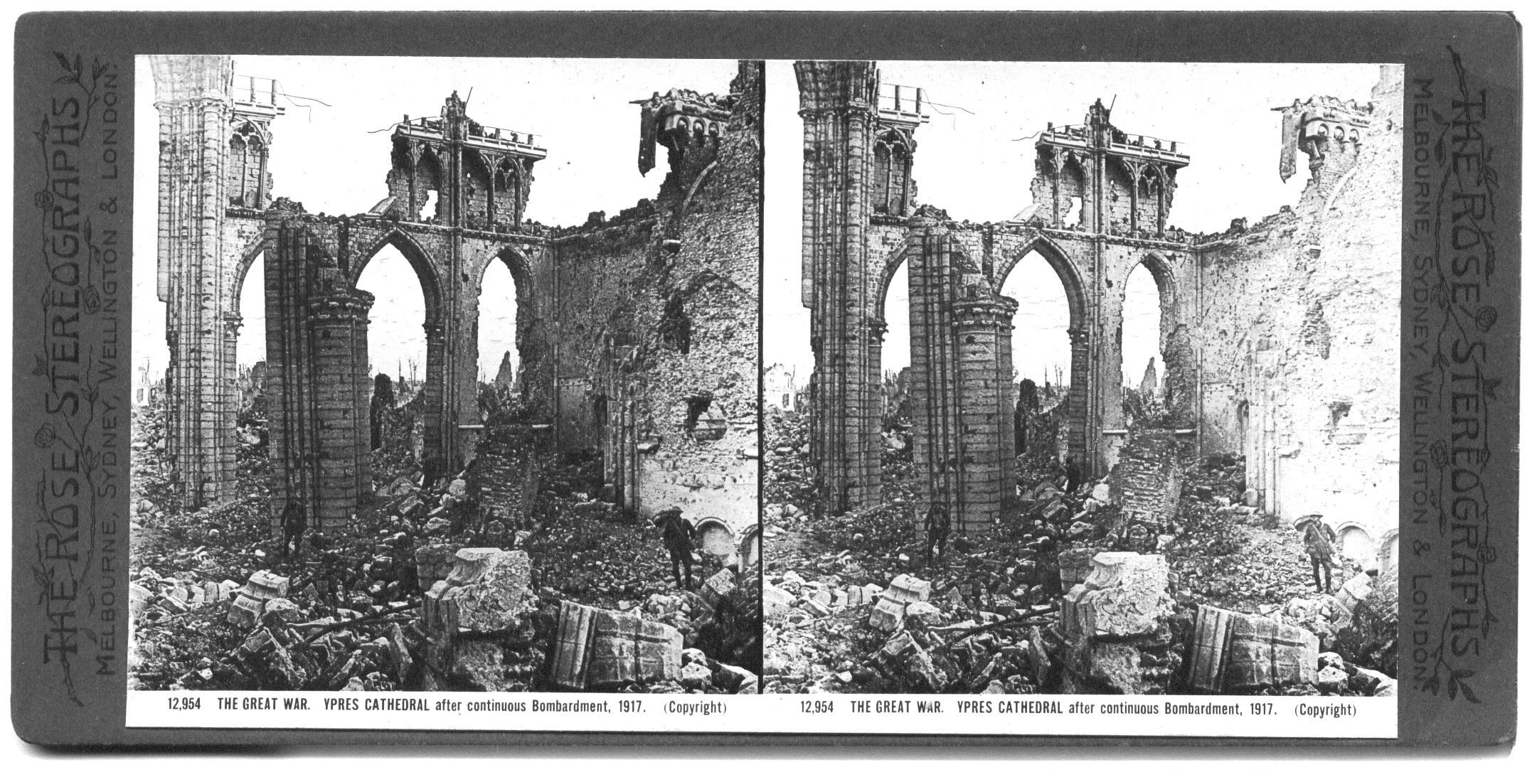 THE GREAT WAR. YPRES CATHEDRAL after continuous Bombardment, 1917.