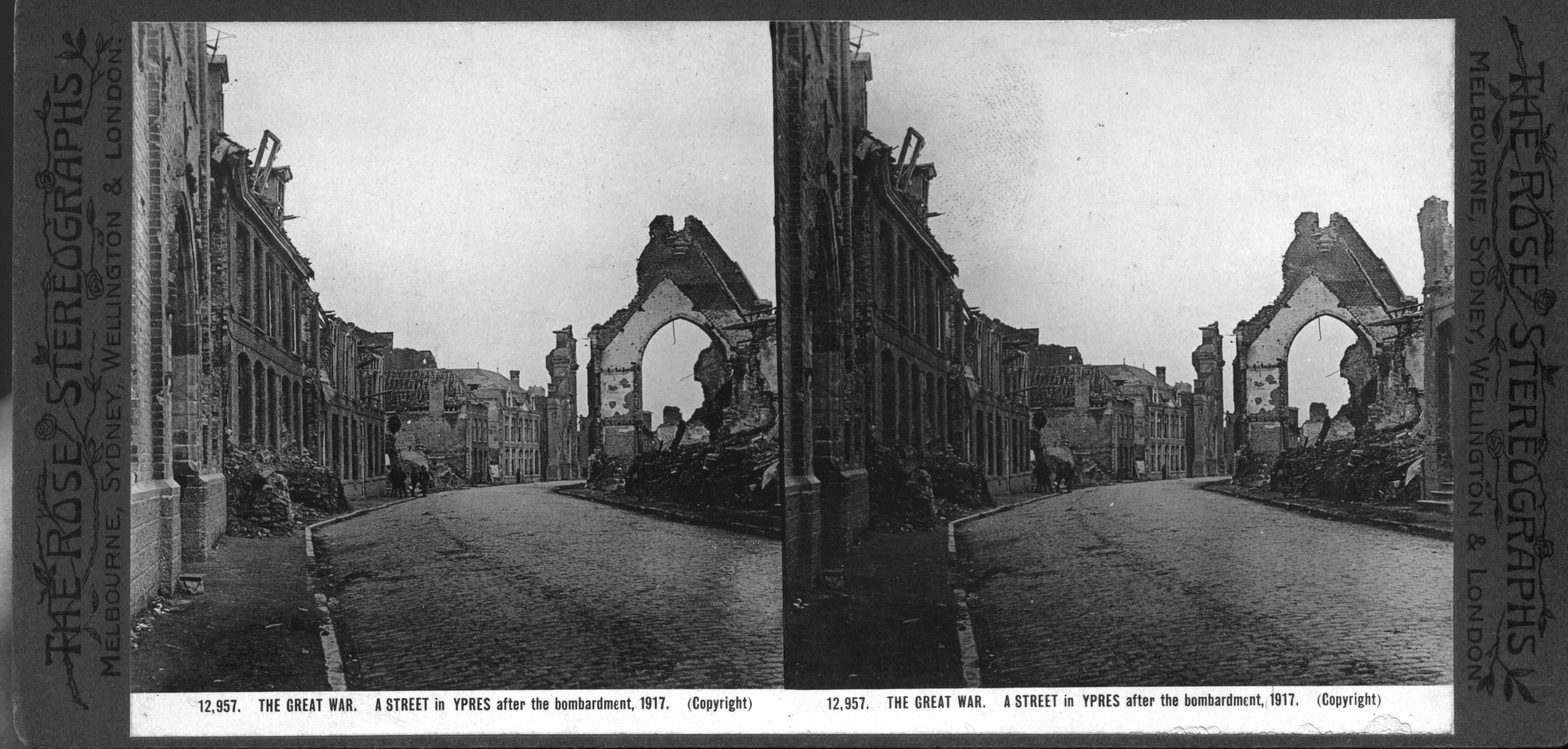 THE GREAT WAR. A STREET in YPRES after the bombardment, 1917.