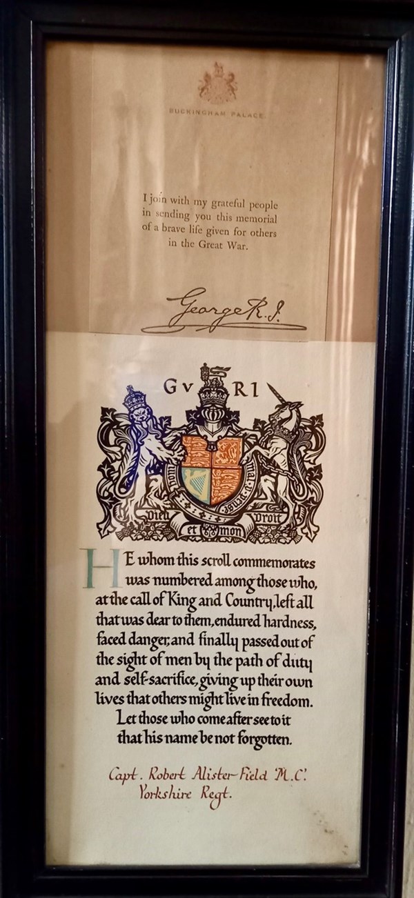 Telegram from Buckingham Palace and Commemoration Scroll