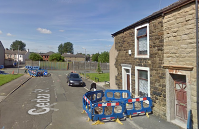 Google Street View (2019) of the end of Cedar Street, Accrington (c) Google 2019