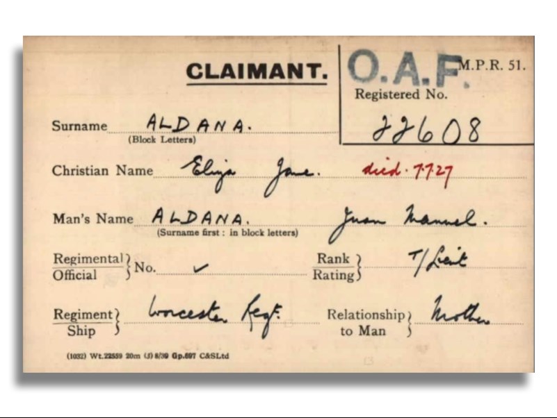 Pension Card from The Western Front Association digital archive on Fold3 by Ancestry