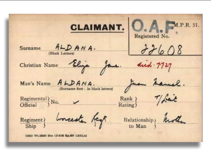 Pension Card from The Western Front Association digital archive on Fold3 by Ancestry