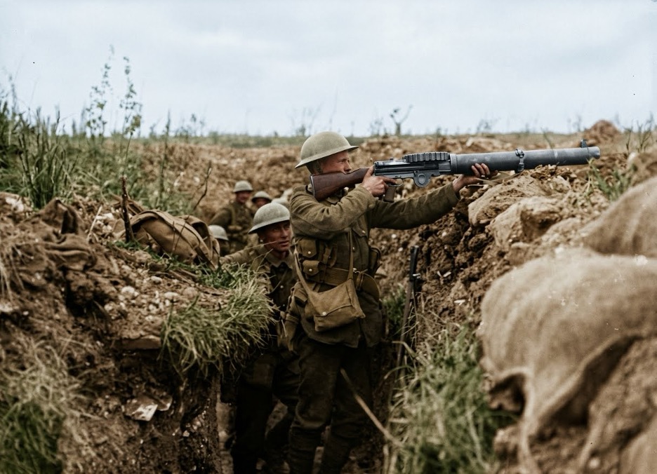 In Colour Lewis Machine Gun On The Somme