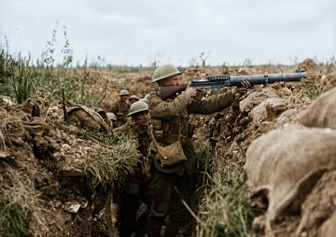 In Colour Lewis Machine Gun On The Somme