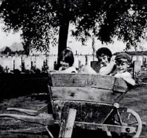 John Gabriel And Friends At Play In An IWGC Wheelbarrow Circa 1932.