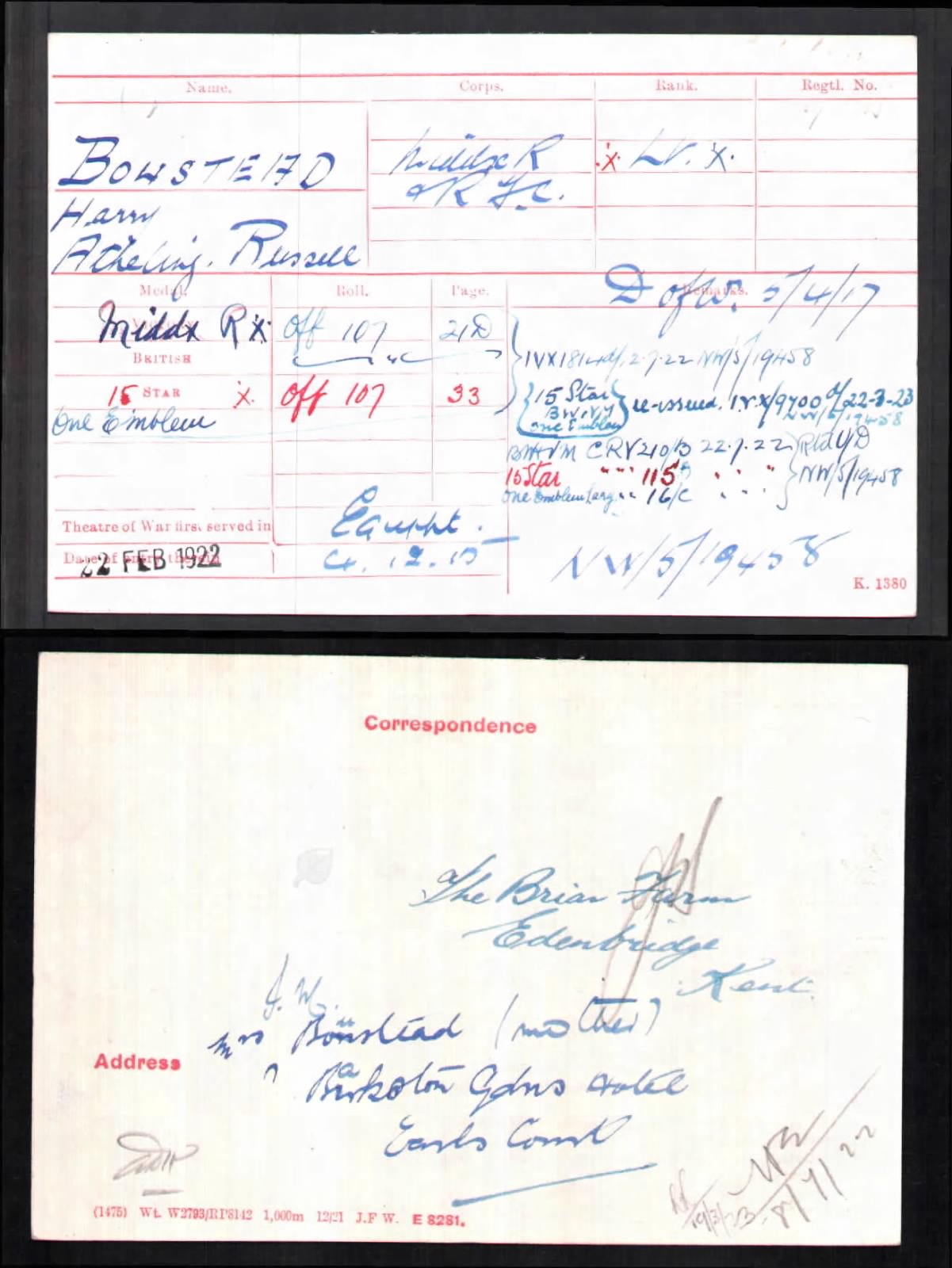Harry Atheling Russell Boustead Medal Index