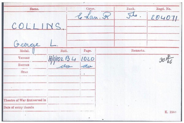 Collins Medal Card