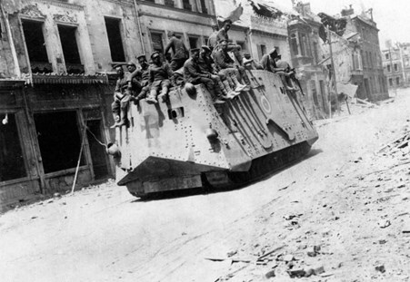 A German A7V Tank. It Is Believed This Was Taken In Roye On 21 March 1918