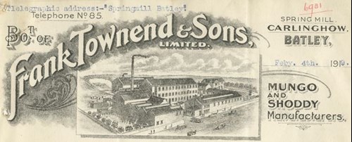 A Billhead Of Frank Townend And Sons Ltd From 1919.