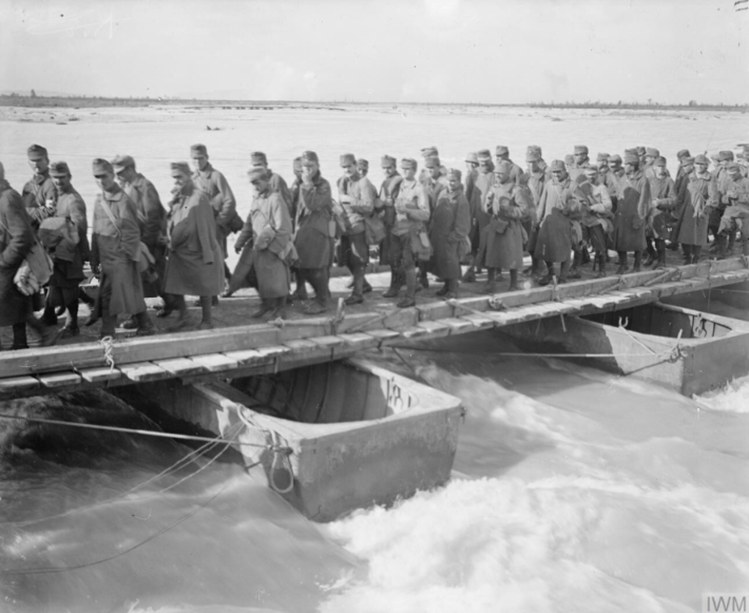 Soldiers Crossing The Piave River In Ww1