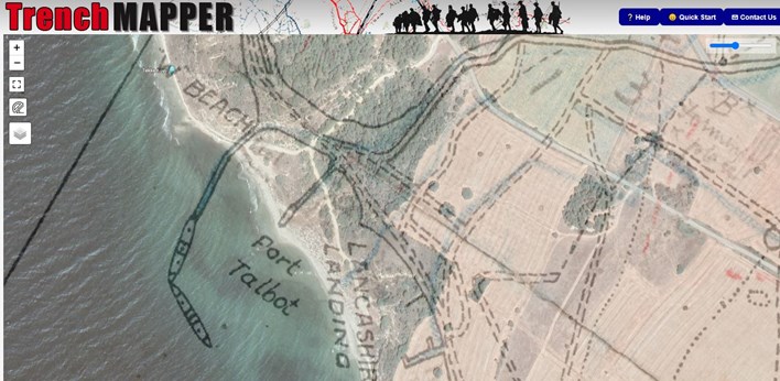 Lancashire Landing (W Beach) Again With A Blended Image Of The Map And Terrain