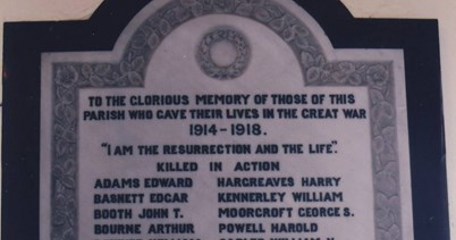 The Memorial In St Anne's Church, Brown Edge.