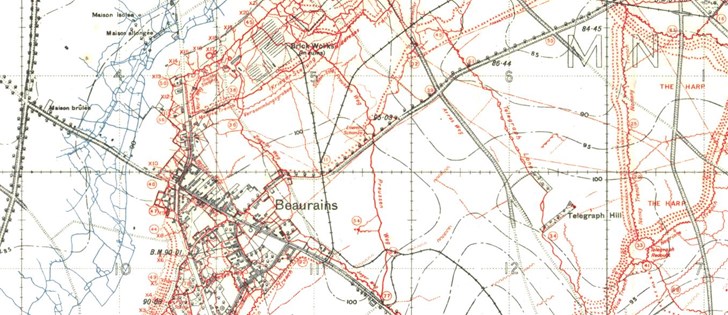 A Trench Map From November 1917 Showing Beaurains
