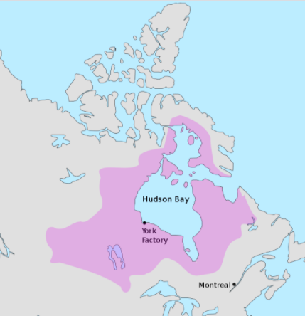 Rupert's Land, showing location of York Factory. Derivative work (cc) CC BY-SA 3.0