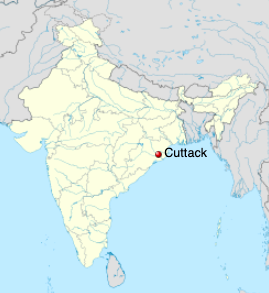 Location of Cuttack in India where Reginald Guise was born. Map by Uwe Dedering at German Wikipedia CC BY-SA 3:0
