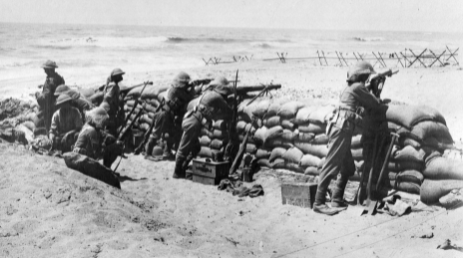 2nd Battalion The Black Watch (Royal Highlanders) behind defences on the coast near Arsuf, Palestine, June 1918