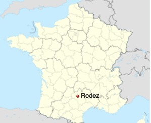 Location of Rodez derived from a map of the departements of France CC BY-SA 4.0