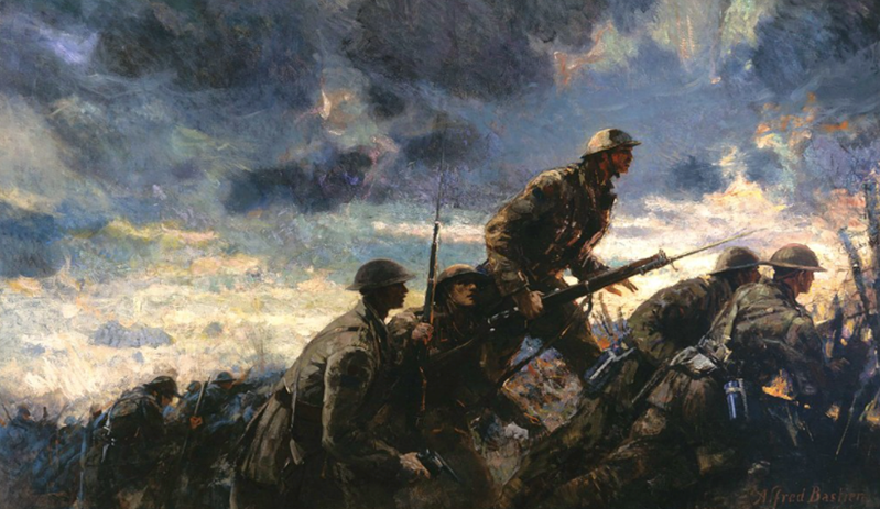 Over the Top, Neuville-Vitasse just south of Arras by Alfred Bastien (Canadian War Museum Collections) [Public Domain]