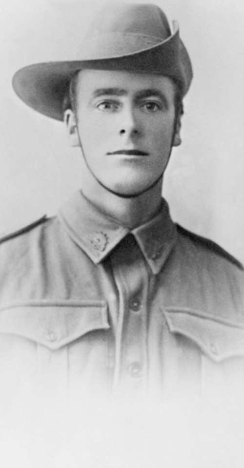 Studio portrait of 1797 Private Alexander (Alec) McGregor McKenzie, 32nd Battalion. Public Domain Images from the Australian War Memorial H06313