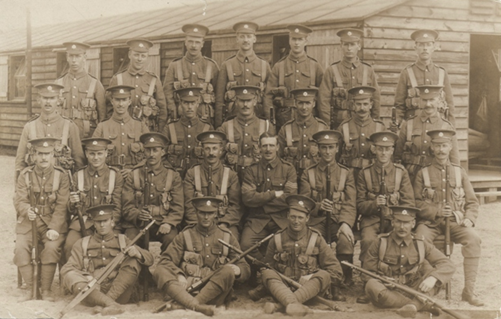 Men of the 4th Battalion early in 1916 in a postcard provided to Steven Fuller by Richard Papworth