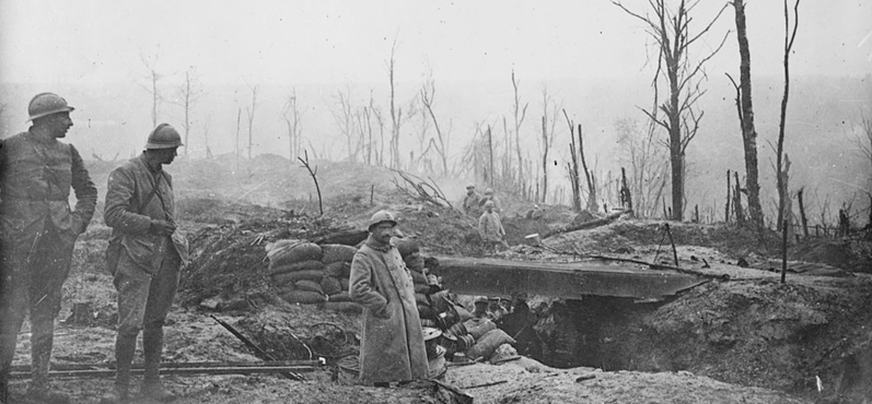 French soldiers photographed in their trenches