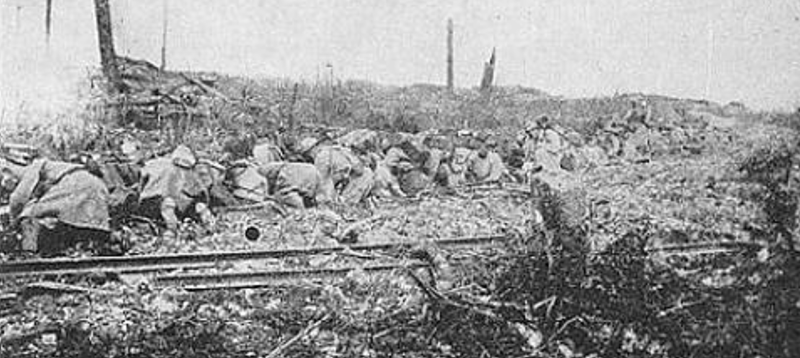 A trench at 200 m. north of the east exit of the Tunnel de Tavannes and 200 m. from the Germans