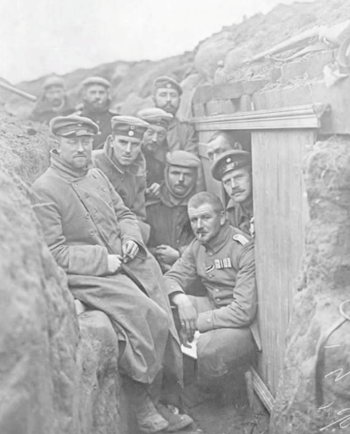 German soldiers in a trench near Ypres in 1914