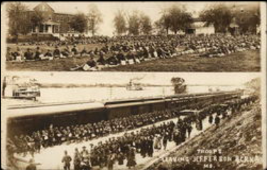 Troops leaving Jefferson Barracks to deploy to the east coast and onward to France. (CC) CardCow