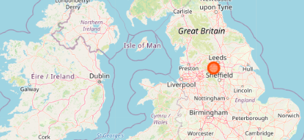 Location of Mirfield using OpenStreetMap