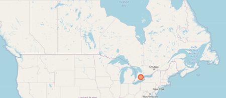 Galt, Ontario, Canada using OpenStreetMaps