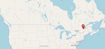 Location of Quebec in North America using OpenStreetMaps