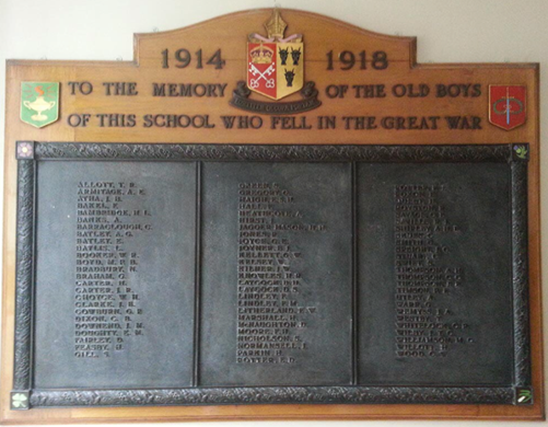 Holgate Grammar School WW1. Source: Nigel Croft (Barnsley War Memorials Project)