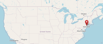 Location of Brooklyn, New York in North America (cc) OpenStreetMaps