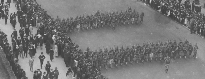 71st New York Infantry marching down Fifth Avenue to entrain for Spartansburg, S.C taken 1917 (CC) US National Archives public domain