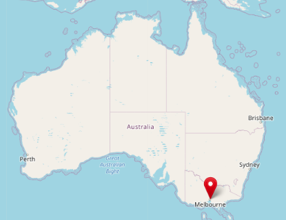 Location of Melbourne, Australia (cc) OpenStreetMap