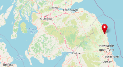 Location of Alnwick in the Northumberland (cc) OpenStreetMap