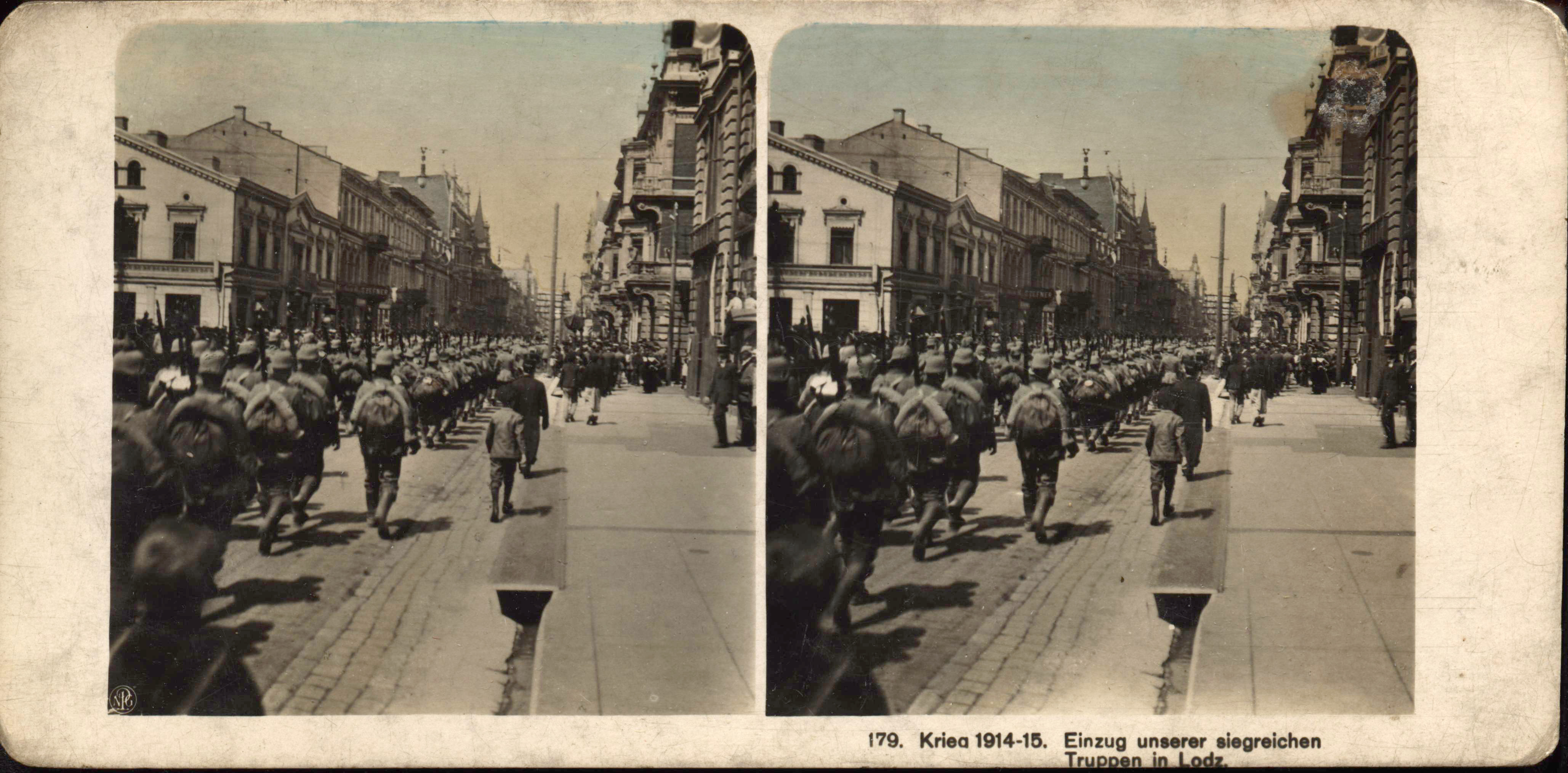 "Einzug unserer siegreichen Truppen in Lodz" - Entry of our victorious troops into Lodz