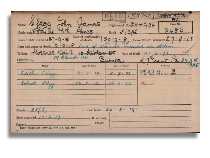 Pension Card from The Western Front Association digital archive on Fold3 by Ancestry