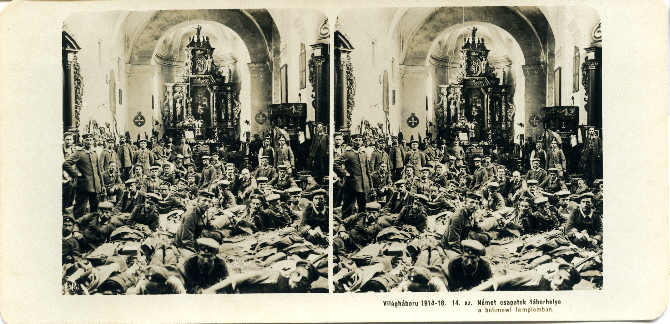"Quartier unserer Truppen in der Kirche von Bolimow. I." - Our troops' quarters are in the Bolimow church. I.