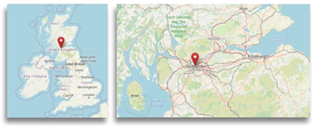 Glasgow's location in the UK (CC OpenStreetMap)