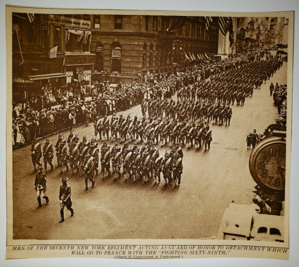 7th New York Regiment prior to shipping out to France. From a newspaper cutting found on Ebay September 2021