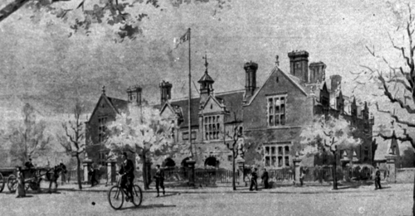 Portsmouth Grammar School from a Victorian watercolour by Frank Wood c.1910