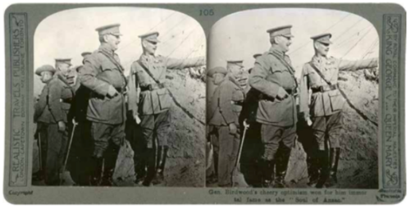 A Charles Snodgrass Ryan image of General Birdwood, taken at Anzac Cove, June 1915, and later published by Realistic Travels (Author).