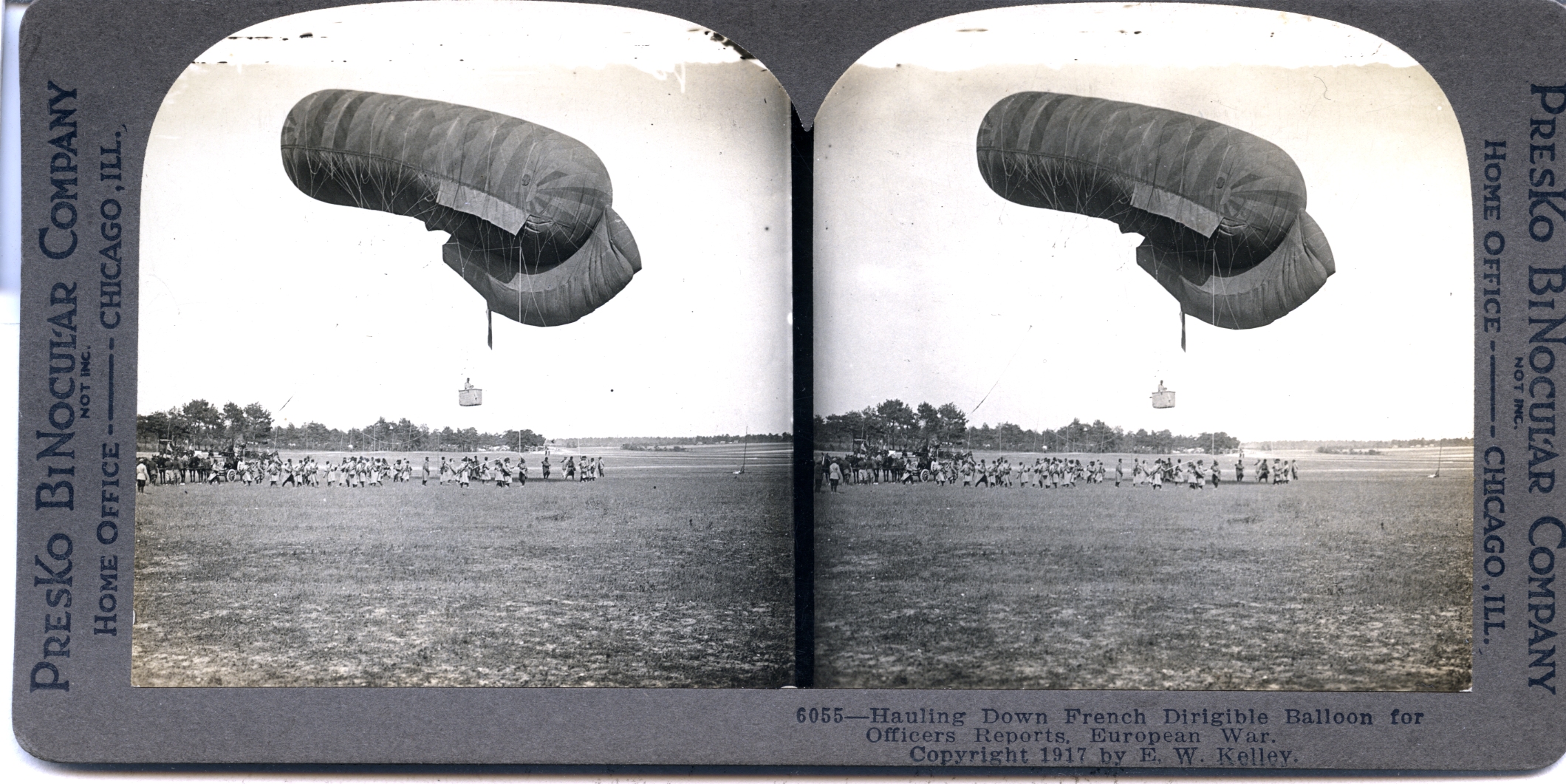 Hauling Down French Dirigible Balloon for Officers Reports. European War